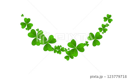 Realistic shamrock wreath element. Round clover frame. Green leaves 123779718