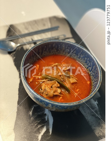 "Spicy Korean Tumbara Ramen: A Fiery Noodle Challenge" 123779751