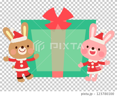 かわいいウサギのサンタクロース　クリスマス　メッセージカード 123780100