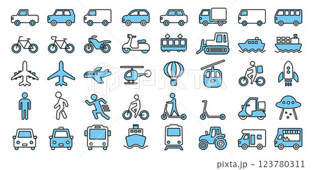 乗り物のアイコンセット 乗り物のアイコンセット 123780311
