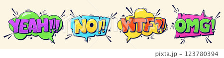 Colorful sticker phrase. Colorful sticker phrase. 123780394