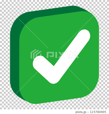 3D isometric check mark icon green 123780405