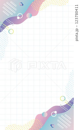 おしゃれな幾何学模様と方眼紙の背景フレーム　流体　サイズ比率9:6(スマホ用) 123780411