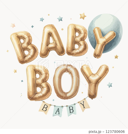Cute baby shower watercolor invitation card. Its a girl, Its a boy card with pink and blue balloon. Cute baby shower watercolor invitation card. Its a girl, Its a boy card with pink and blue balloon. 123780606