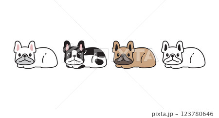 dog vector french bulldog icon crouching sitting cartoon character puppy pet doodle illustration symbol isolated 123780646