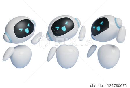 Happy AI Robot Character 3D Graphics 123780673