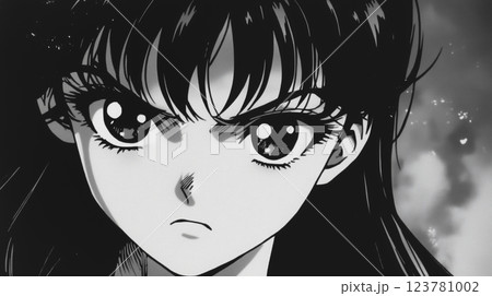 睨みつける少女の迫力ある漫画イラスト「AI生成画像」 123781002