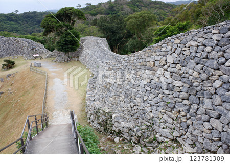 沖縄県　今帰仁城跡・志慶真門郭の石垣 123781309
