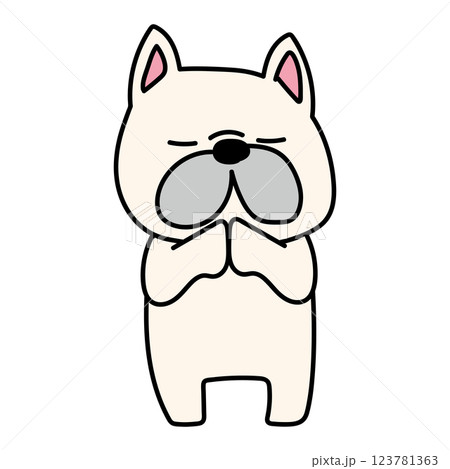 手を合わせて願い事をするフレンチブルドッグ 手を合わせて願い事をするフレンチブルドッグ 123781363