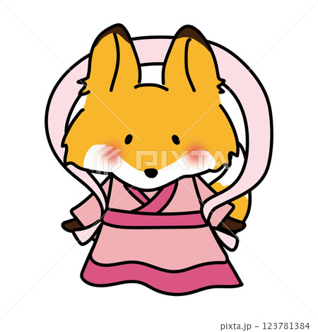 織姫の格好をしたキツネ 123781384