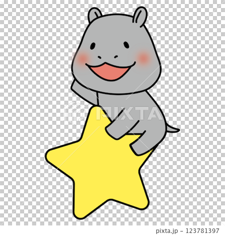 Hippopotamus riding on a big star 123781397