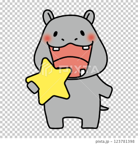 Hippopotamus holding a star 123781398