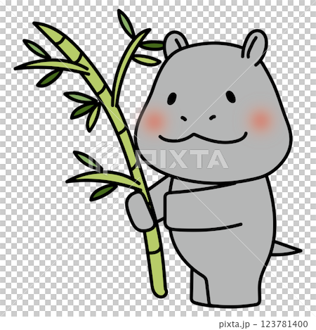 A hippopotamus preparing bamboo for Tanabata 123781400