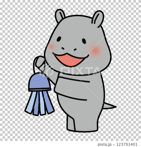 Hippopotamus decorating for Tanabata Hippopotamus decorating for Tanabata 123781401