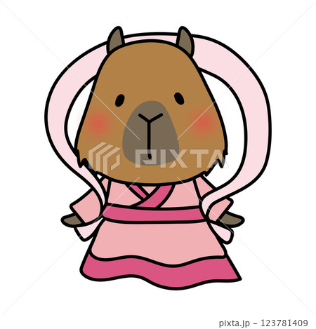 織姫の格好をしたカピバラ 123781409