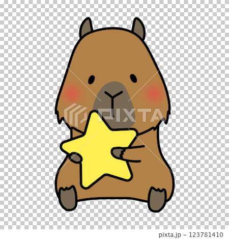 お星さまを持っているカピバラ 123781410