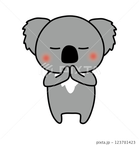 手を合わせて願い事をするコアラ 123781423