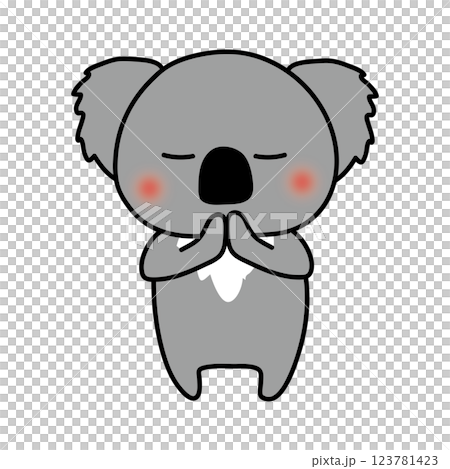 手を合わせて願い事をするコアラ 123781423