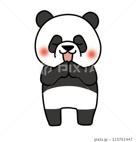 手を合わせて願い事をするパンダ 手を合わせて願い事をするパンダ 123781447