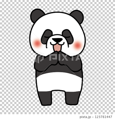 手を合わせて願い事をするパンダ 手を合わせて願い事をするパンダ 123781447