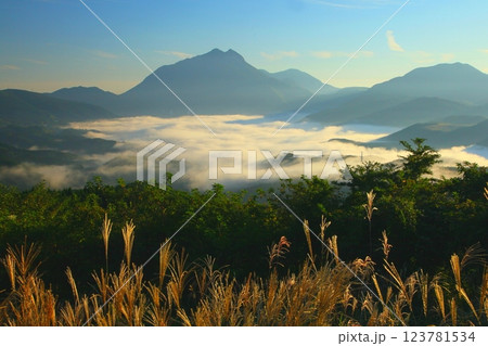 雲海の由布院盆地（由布市湯布院町） 123781534