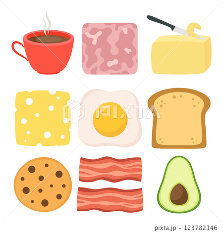 healthy breakfast set, flat style 123782146