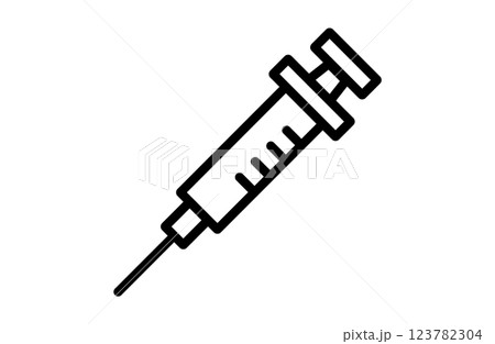 シンプルな注射器のアイコン、白背景 123782304