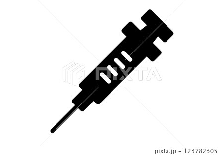 シンプルな注射器のアイコン、白背景 123782305