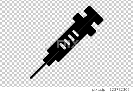 Simple syringe icon, white background Simple syringe icon, white background 123782305