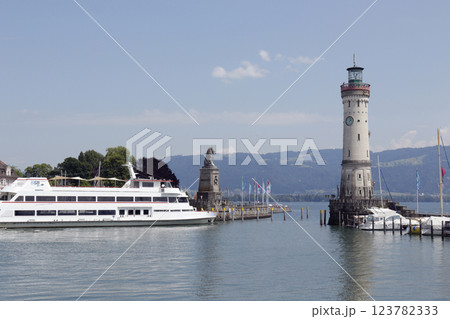 Port of Lindau on Lake Constance, Bavaria, Germany 123782333