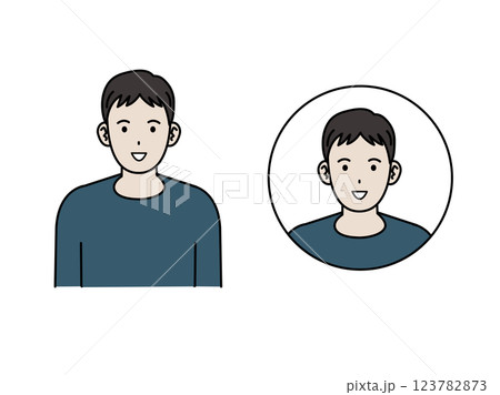 正面を向いた若い男性のイラスト 正面を向いた若い男性のイラスト 123782873