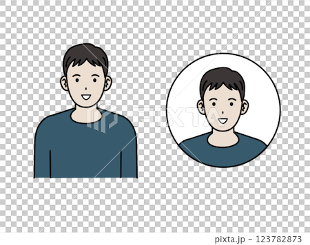正面を向いた若い男性のイラスト 正面を向いた若い男性のイラスト 123782873