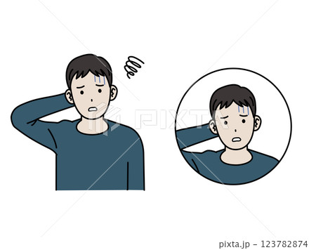 困った表情をする若い男性のイラスト 123782874