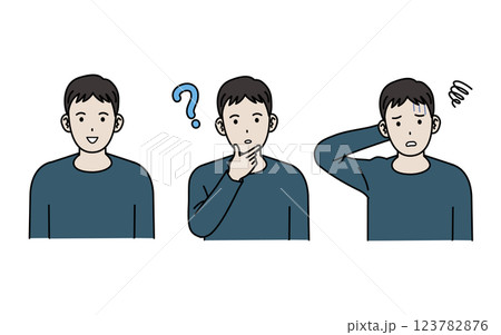 若い男性の表情セットのイラスト 若い男性の表情セットのイラスト 123782876
