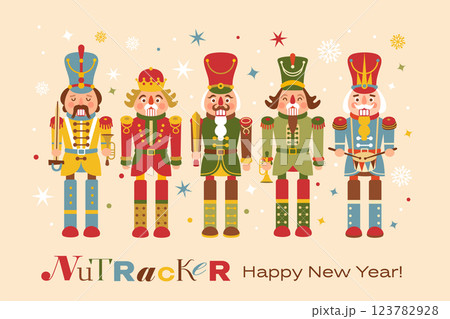 Christmas illustration card with Nutcrackers on a background New year illustration. Christmas illustration card with Nutcrackers on a background New year illustration. 123782928