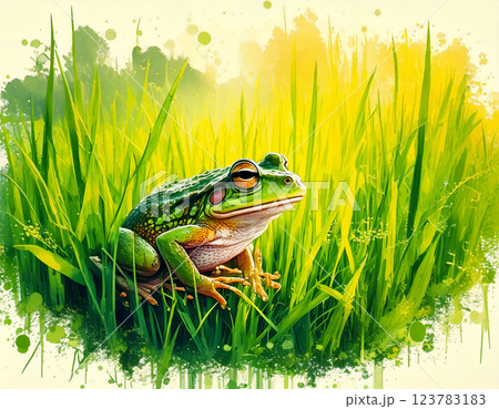 草むらの中のカエル 123783183