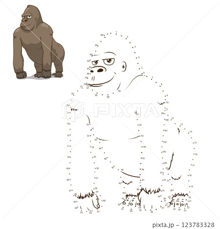 Draw the animal gorilla educational game vector Draw the animal gorilla educational game vector 123783328