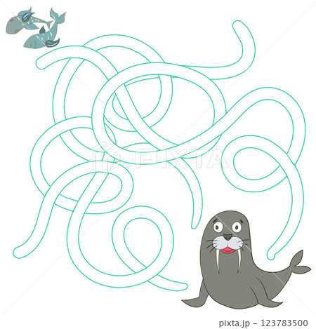 Game labyrinth find a way seal fish vector Game labyrinth find a way seal fish vector 123783500