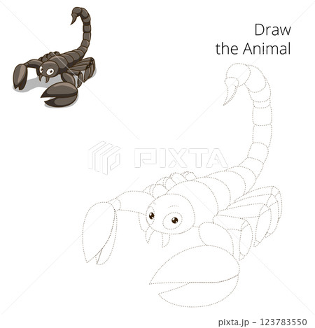 Draw animal scorpion educational game 123783550