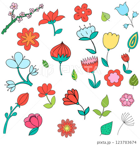 Different color flowers vector illustration 123783674
