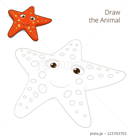 Draw the fish animal starfish educational game Draw the fish animal starfish educational game 123783701