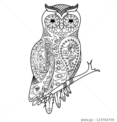 Owl coloring book for adults vector 123783759
