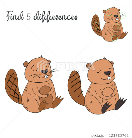 Find differences kids layout for game beaver Find differences kids layout for game beaver 123783762