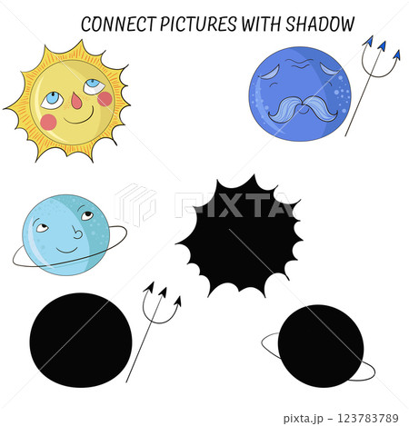 Educational game connect with shadows vector 123783789
