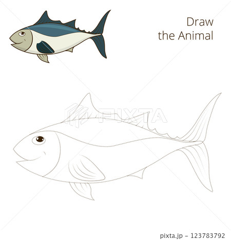 Draw the fish tunny educational game vector 123783792
