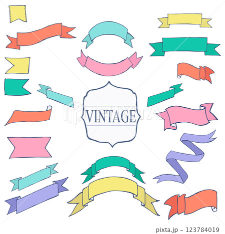 Vintage Color ribbon tape text placeholder Vintage Color ribbon tape text placeholder 123784019