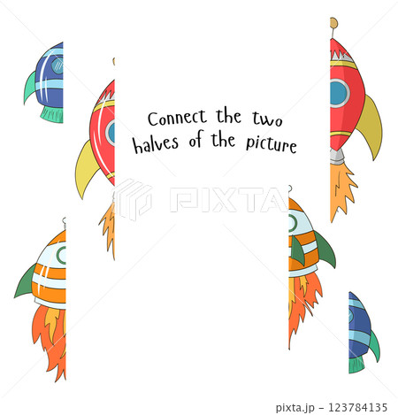 Educational game connect two parts of picture Educational game connect two parts of picture 123784135