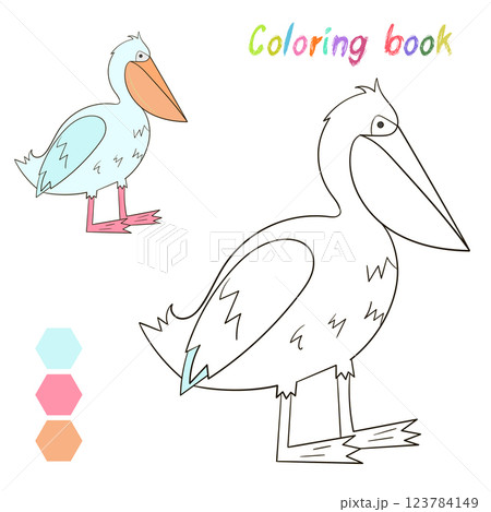 Coloring book pelican kids layout for game 123784149