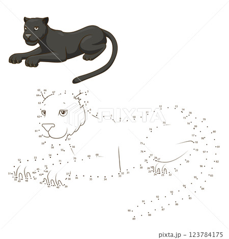 Draw the animal panther educational game vector 123784175