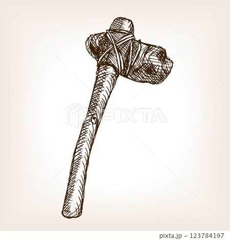 Stone axe sketch style vector illustration Stone axe sketch style vector illustration 123784197